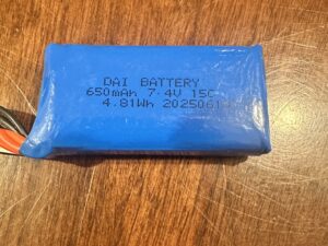 Extra Battery for 1/25th Scale Model Kits-7.4v-650mah LiPo. 15c 4.81wh